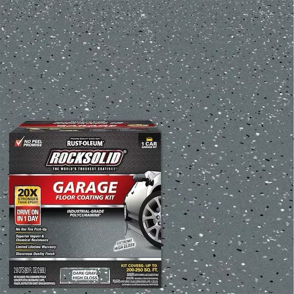 New Rust-Oleum RockSolid 1 Car Garage Floor Kit 90 oz. DARK Gray Polycuramine