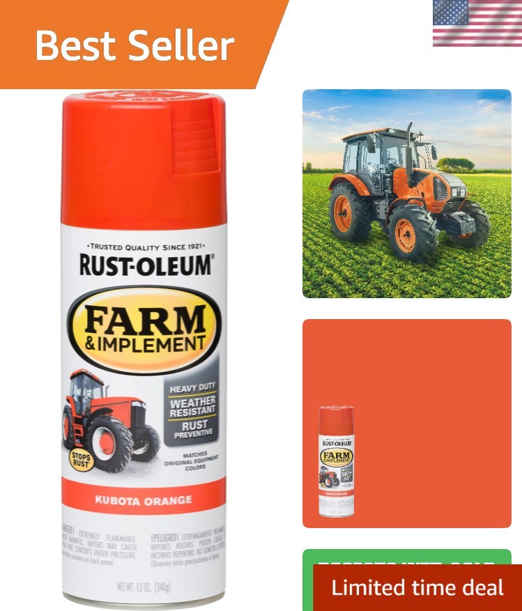 Rust-Oleum 303472 Farm & Implement Spray Paint, 12 Oz, Husqvarna Orange, (Pack o