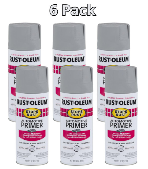 2081830-6PK Stops Rust Automotive Spray Primer, 12 Oz, Light Gray, 6 Pack