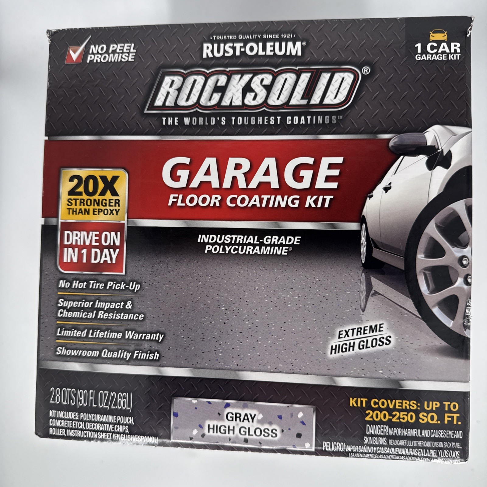 New Rust-Oleum RockSolid 1 Car Garage Floor Kit 90 oz. Gray Polycuramine NIB