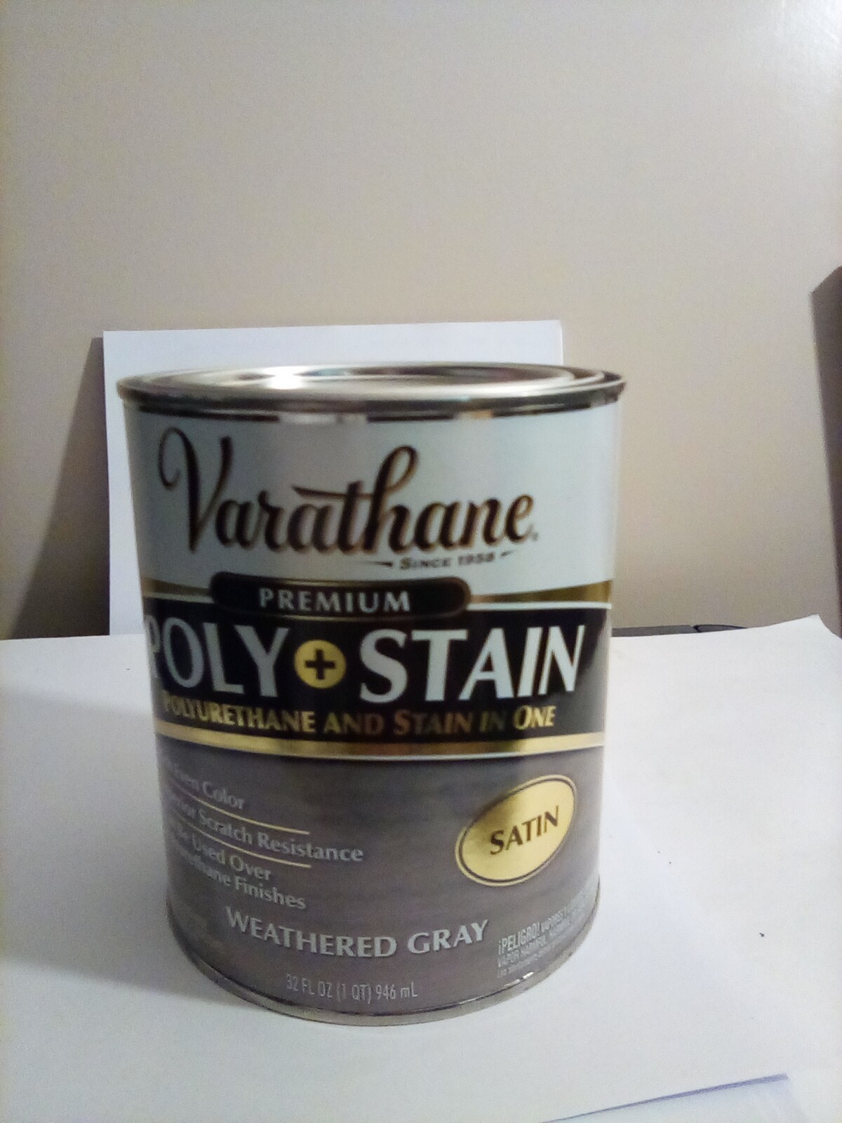 Varathane Premium Poly & Stain Oil Based, WEATHERED GRAY, 1 Qt SATIN FREE SHIP