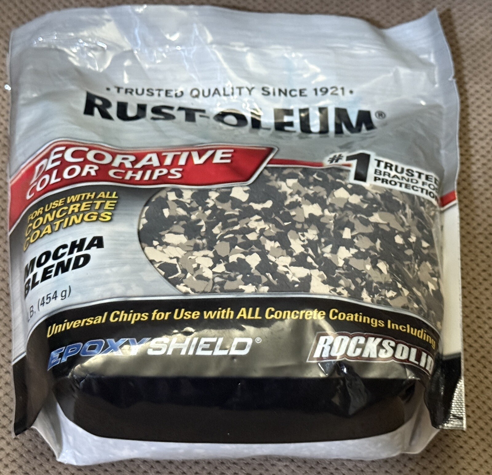 Rust-Oleum “Mocha Blend” 1 lb. Concrete Floor Decorative Color Chips ** NEW **