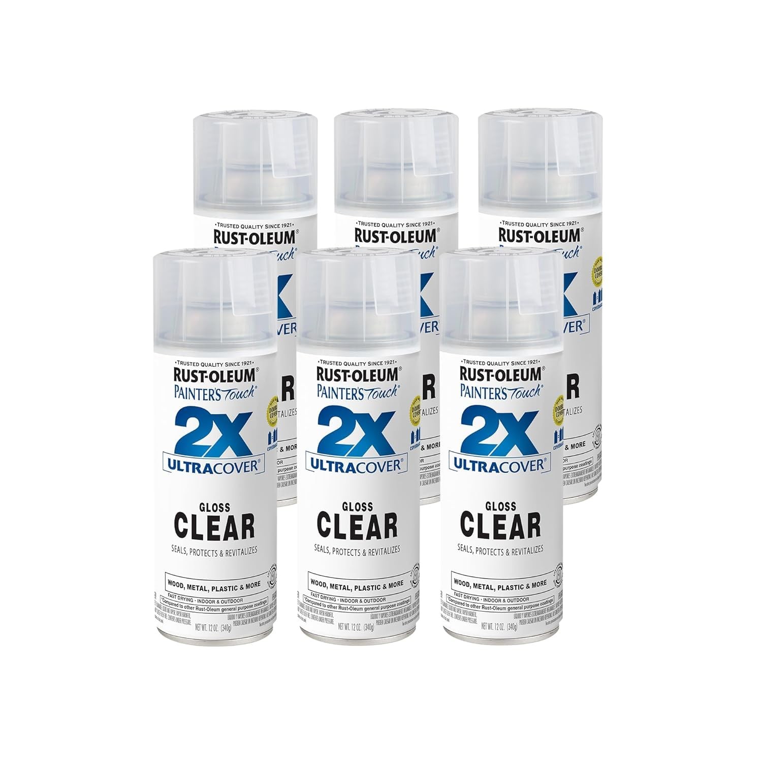 Painter’s Touch 2X Ultra Cover Gloss Clear Spray Paint Pack Of 6 12 Ounce