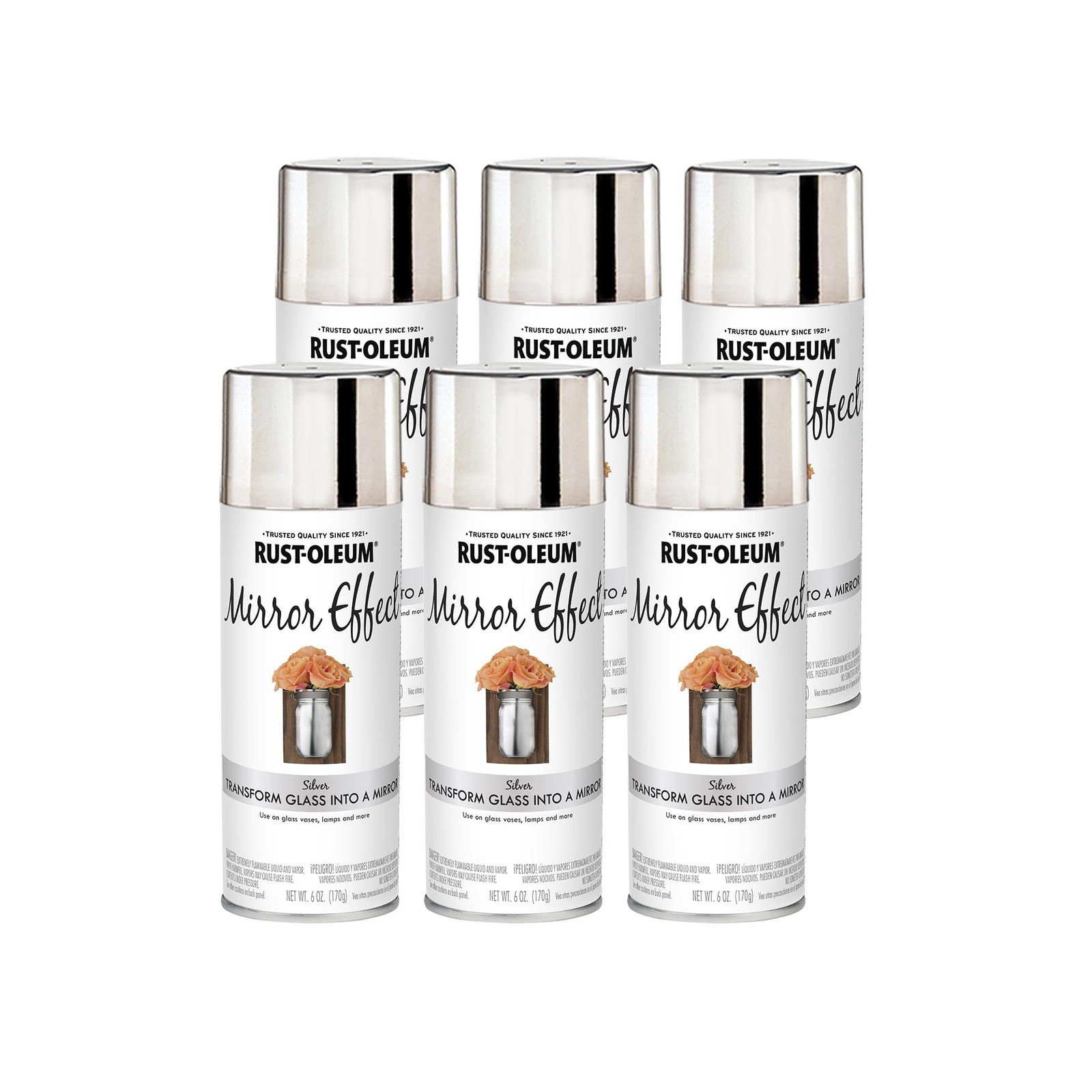 Rust Oleum Mirror Effect Spray 6 Ounce Pack Of 6 For Glass And Acrylic