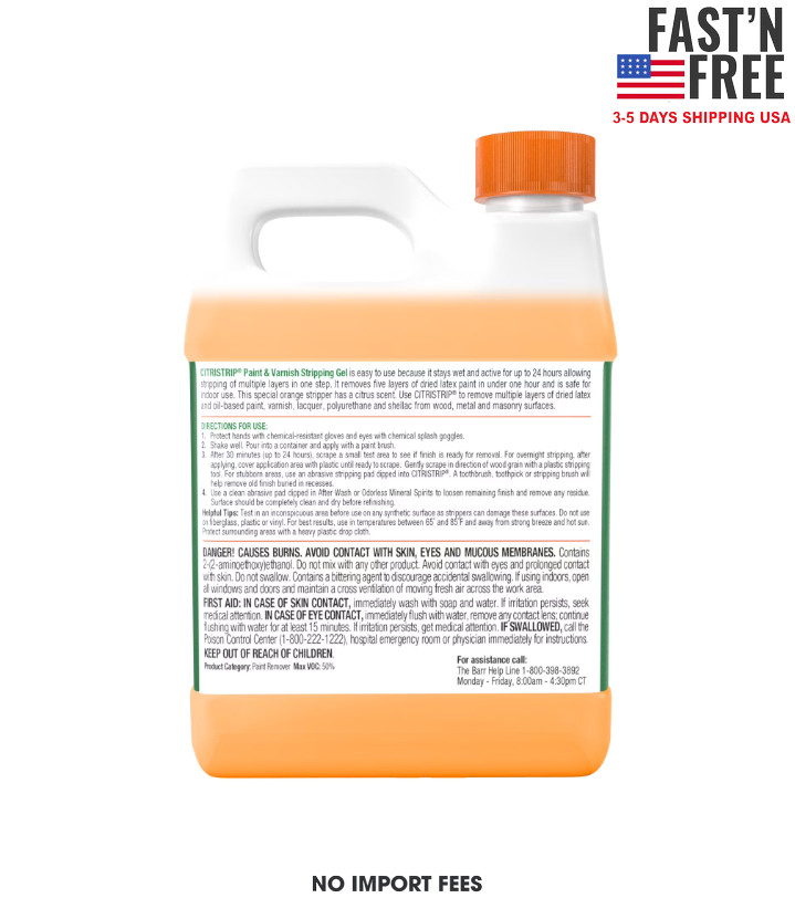 (2 pack) CitriStrip Paint & Varnish Stripping Gel, Citrus Scent, 1 Quart