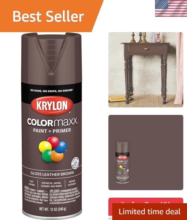 K0007 COLORmaxx Spray Paint and Primer for Indoor/Outdoor Use, Gloss Leather …