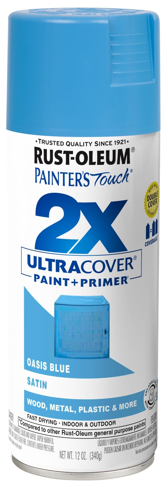 Painter’s Touch Satin Oasis Blue Spray Paint 12 Ounce Interior Exterior Use