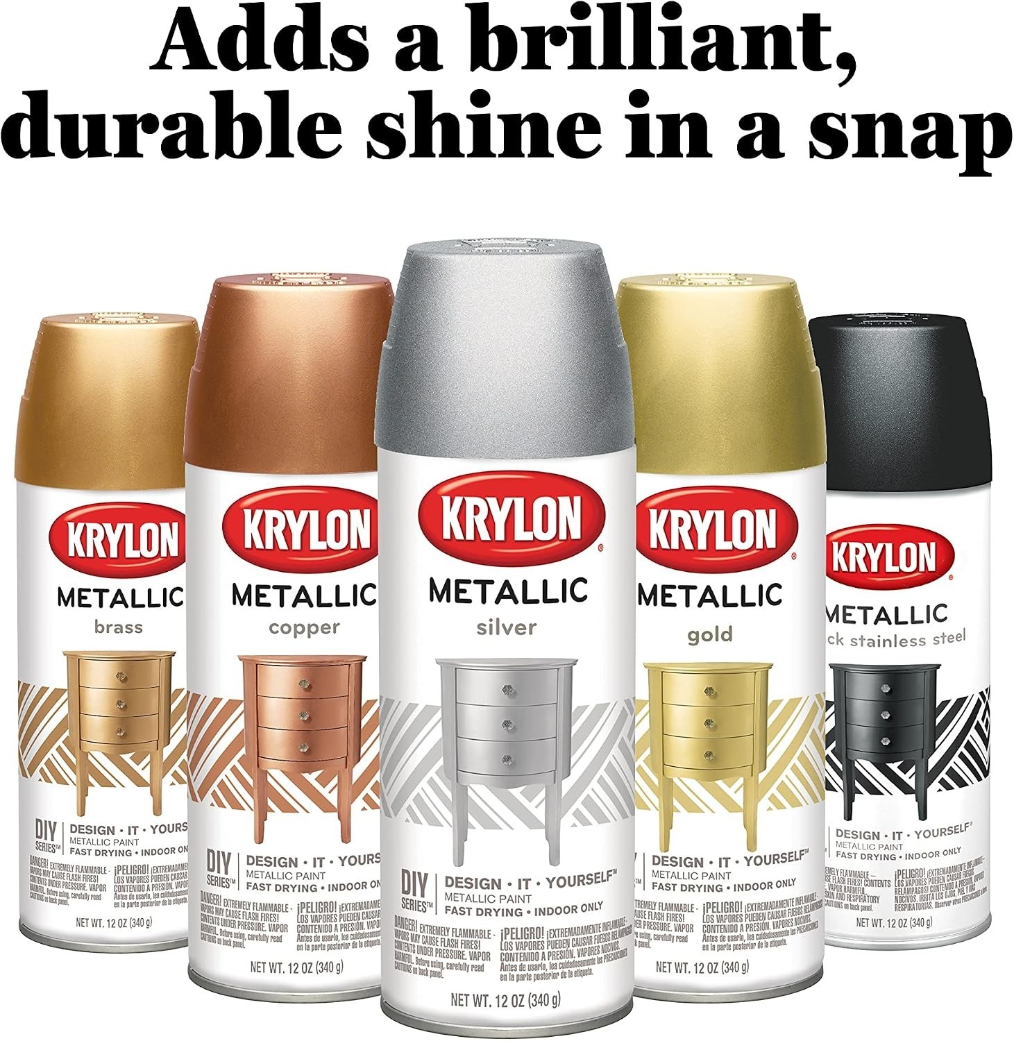 High-Gloss Silver Metallic Spray Paint – 11 oz Fast Dry for Artistic Creations
