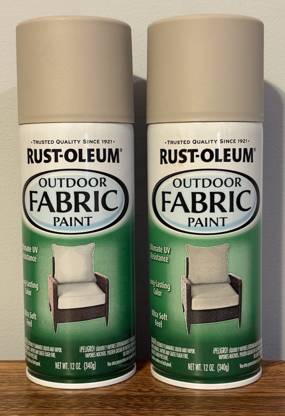 2 Cans Rust-Oleum 358839 Outdoor Fabric Paint MEDIUM GRAY 12 oz ea New