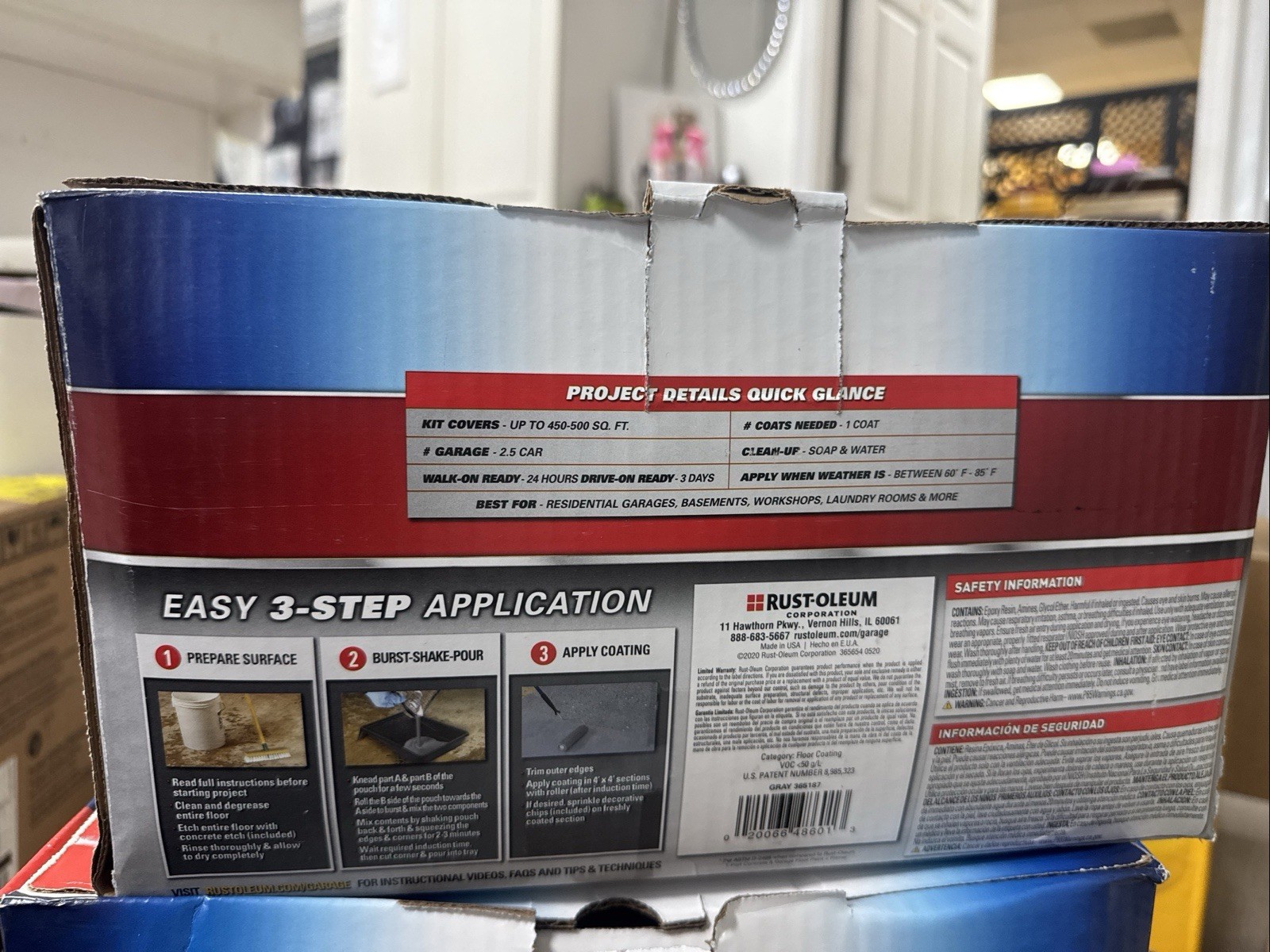 Rust-Oleum EpoxyShield Gray Gloss 2.5-Car Garage Floor Coating Kit 365187 New