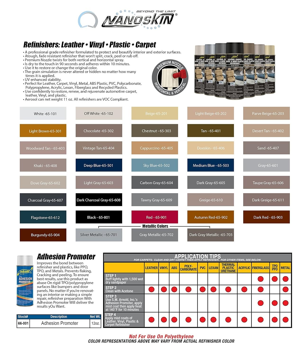 S.M. Arnold Refinishing Spray Paint – TAN 11 Oz. – For Leather, Carpet, Vinyl, M
