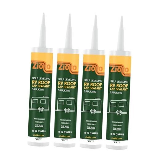 RV Roof Lap Sealant – Self-Leveling EPDM Caulk for Rubber 4 – 10 oz Tube White