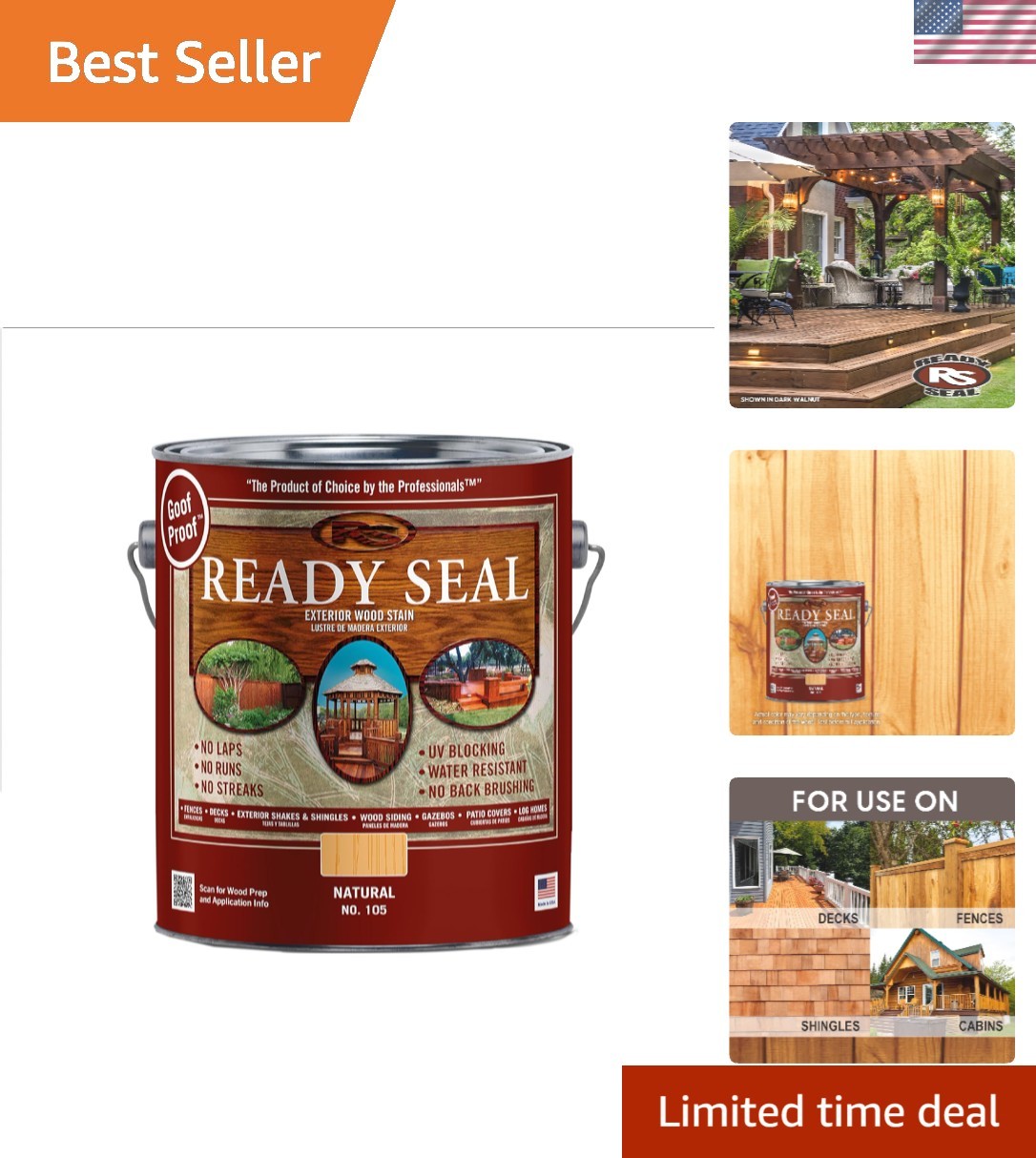Semi-Transparent Outdoor Wood Stain & Sealer – Light Oak | 128 OZ