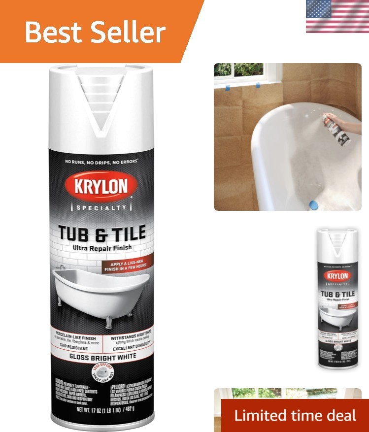 Tub & Tile Ultra Repair Finish Spray Paint, Aerosol, Bright White, 17 Ounce