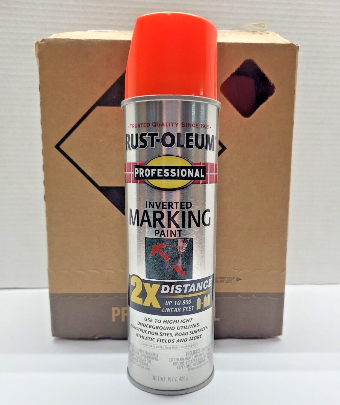 Rust-Oleum 266590 6PK Inverted Marking Paint 15oz Fluorescent Red-Orange 6Pack