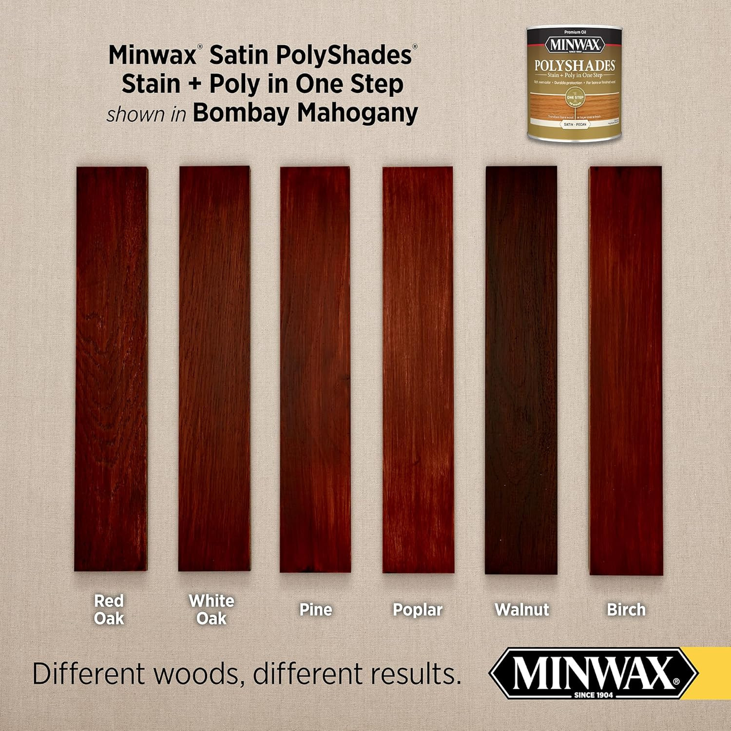 Polyshades Wood Stain + Polyurethane Finish – Quart, Bombay Mahogany, Satin