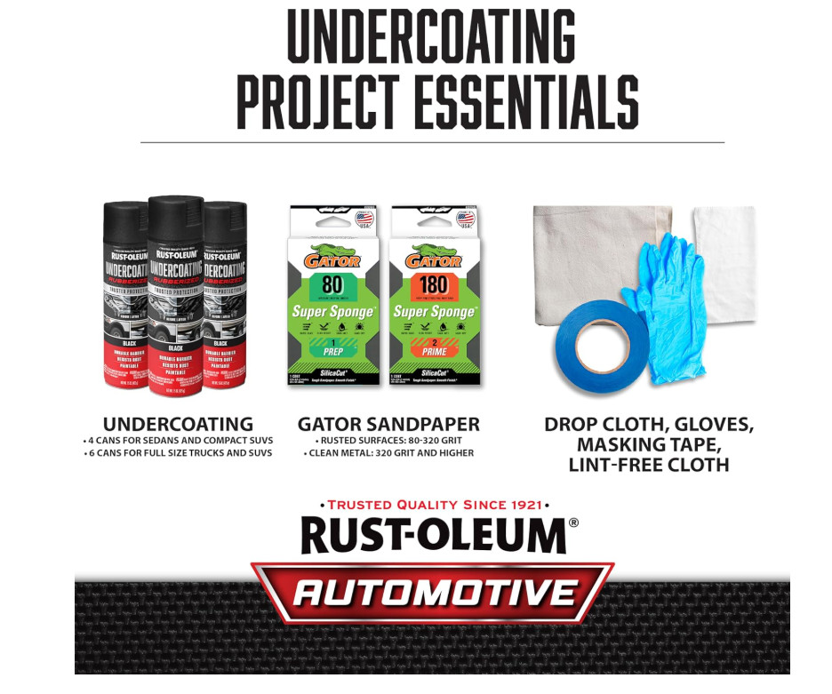 Rust-Oleum 248657-6PK Stops Rust Undercoating Spray, 15 oz, Rubberized Black, 6
