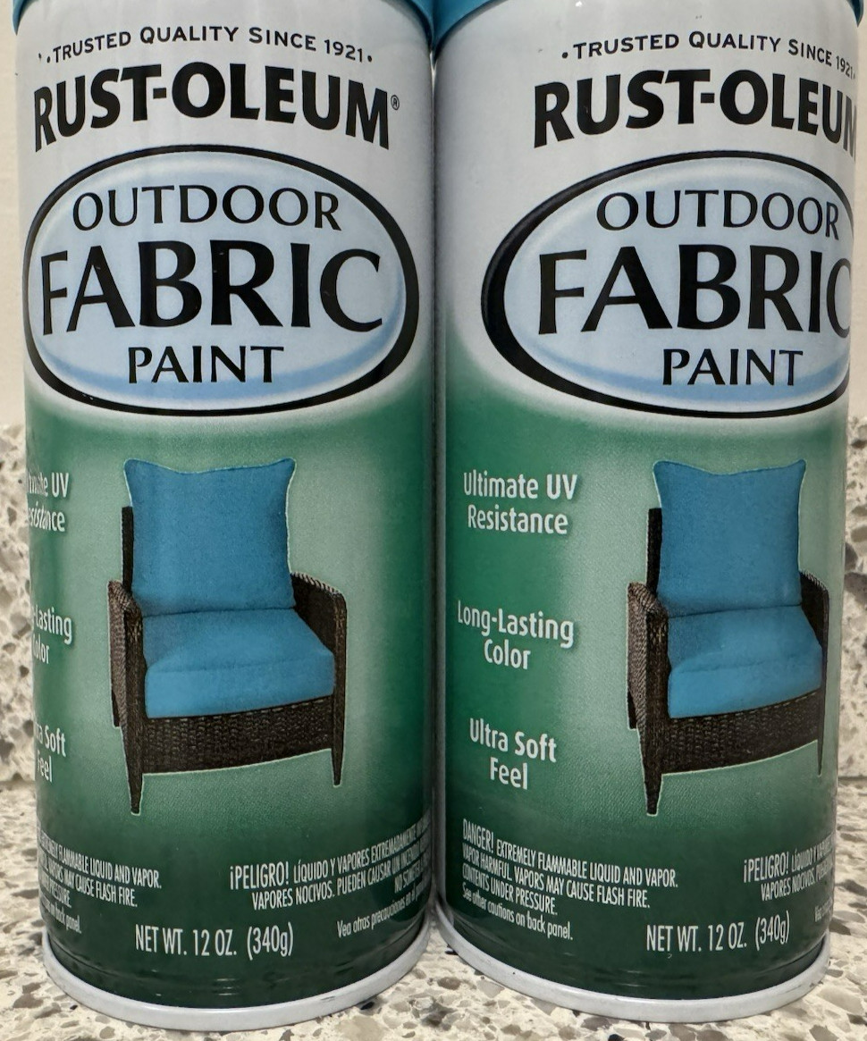 2 12-ounce cans Rust-Oleum Outdoor Fabric Spray Paint – Turquoise – NEW