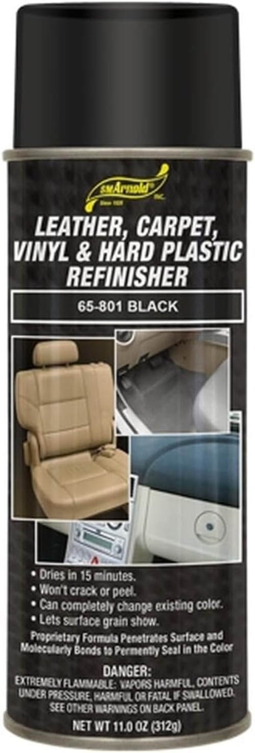 SM Arnold Refinishing Spray Paint – BLACK 11 Oz. – For Leather, Carpet, Vinyl…