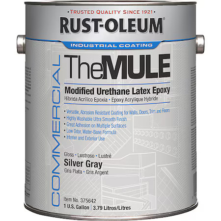 Rust-Oleum 375642 Epoxy Coating, Gloss, Water Base, Silver Gray, 1 Gal