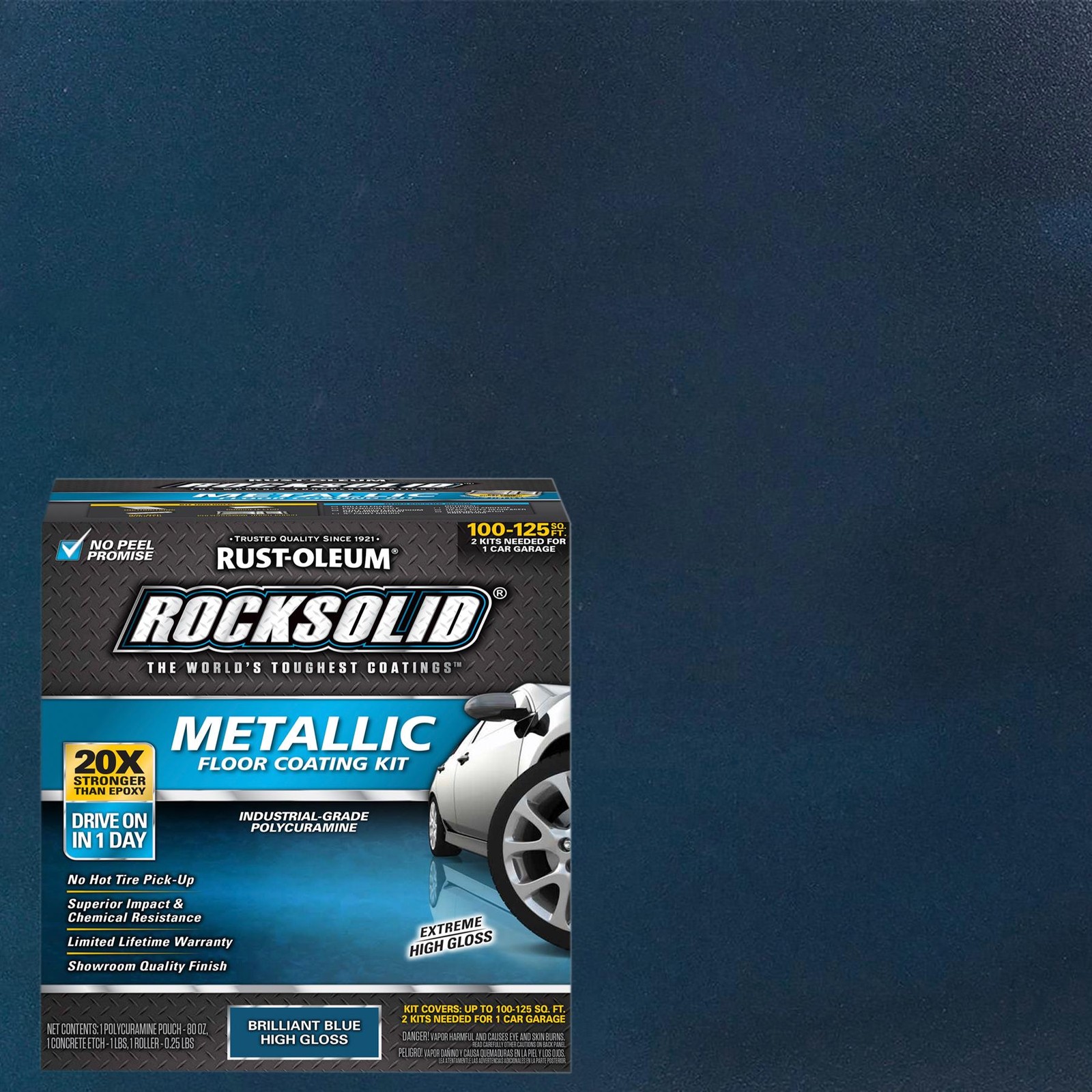 RockSolid Metallic Floor Coating Kit, Brilliant Blue, High Gloss, 80 Oz – 299745