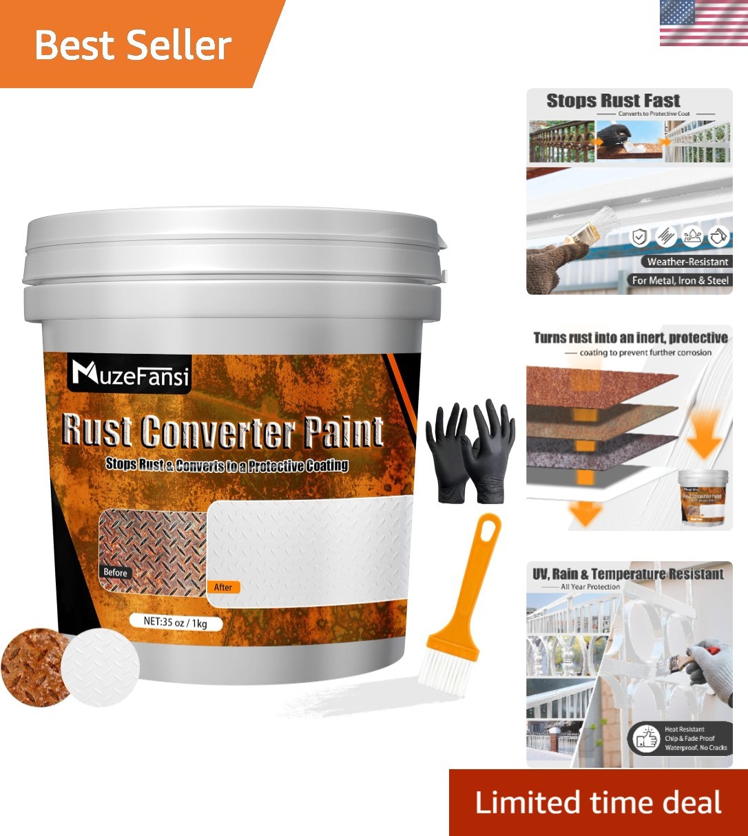Easy Application 35oz Rust Converter – White Anti-Rust Coating for DIY Projects