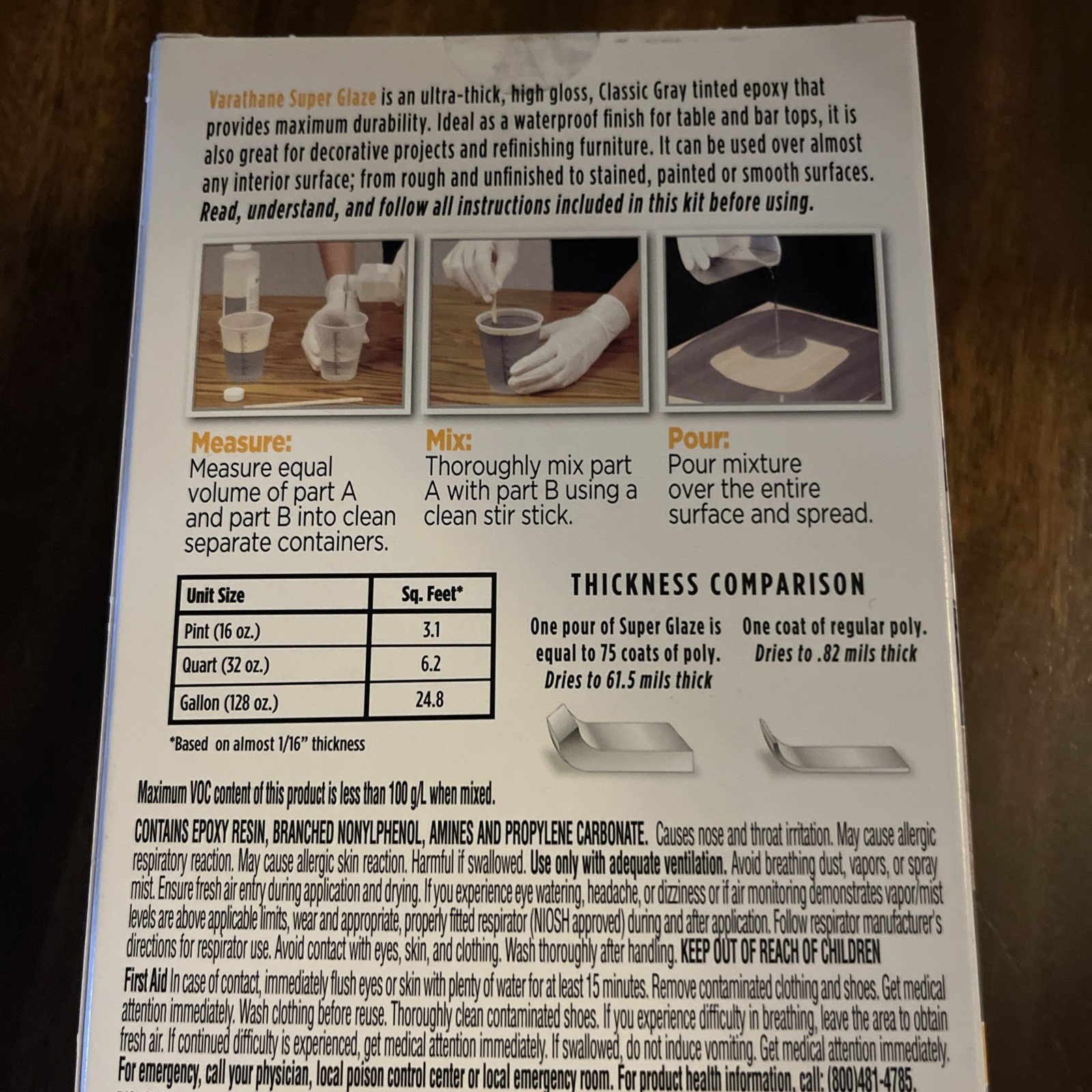 Varathane Super Glaze Pour-On Epoxy Quart High Gloss – Classic Gray