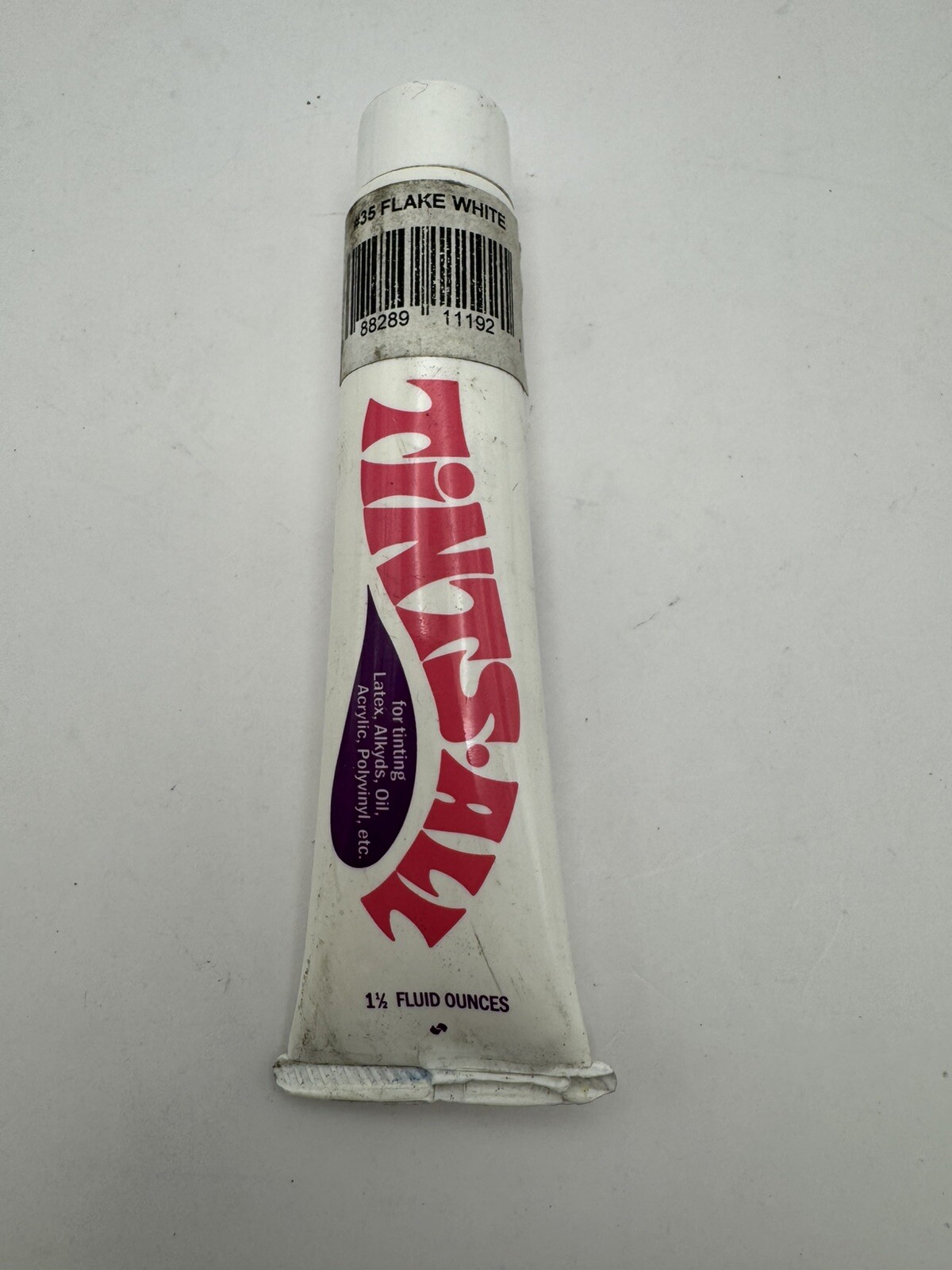 1.5 oz #35 FLAKE WHITE TINTS LATEX OIL ACRYLIC ALKYDS POLYVINYL 1 TUBE