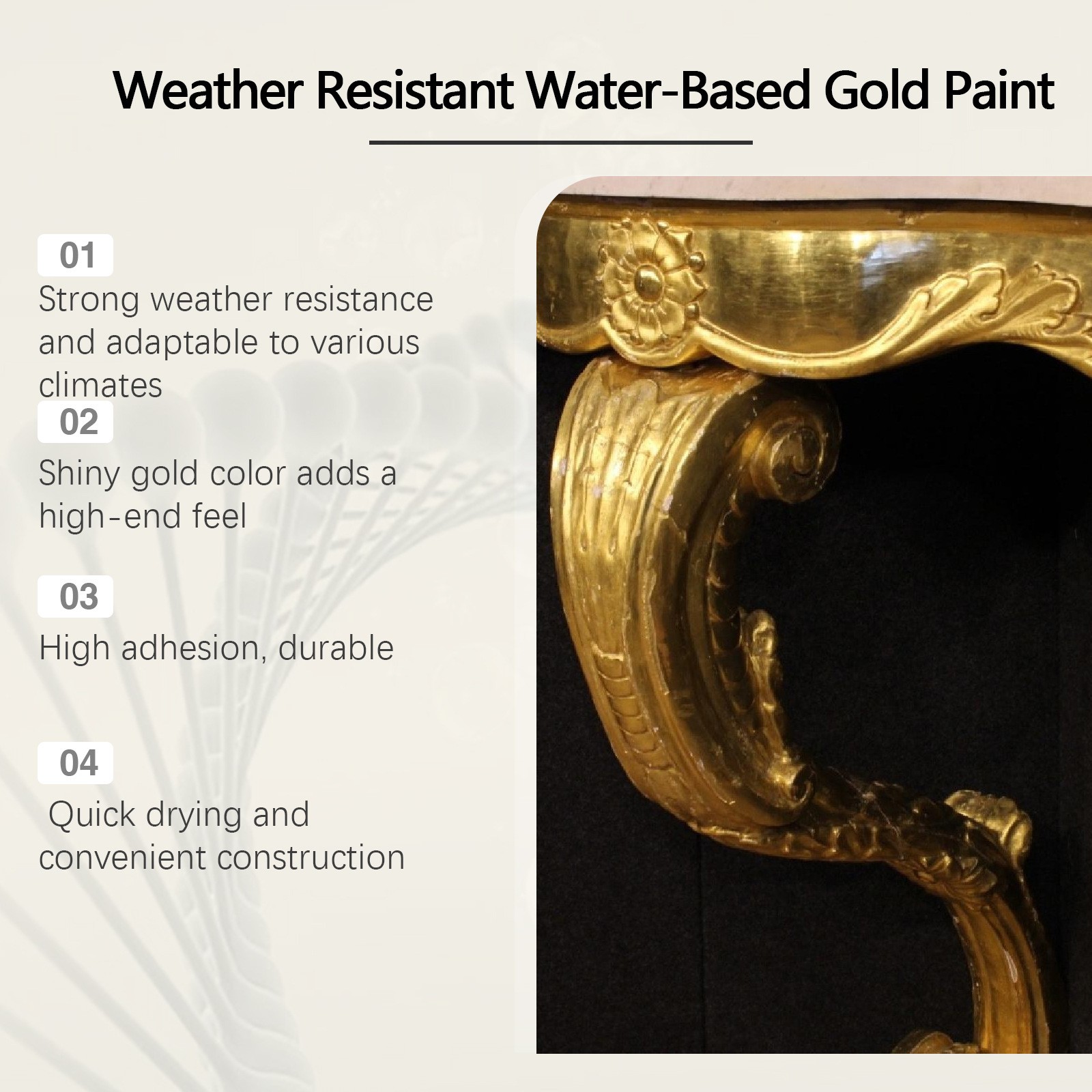 1~3x Water-Based Weather-Resistant Gold Paint,Water Based Gold Leaf Paint 150g
