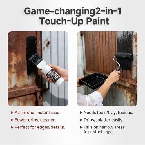 2-in-1 Black Rust Converter & Metal Primer (5.29 Oz) with Brush, Anti-Rust Co…