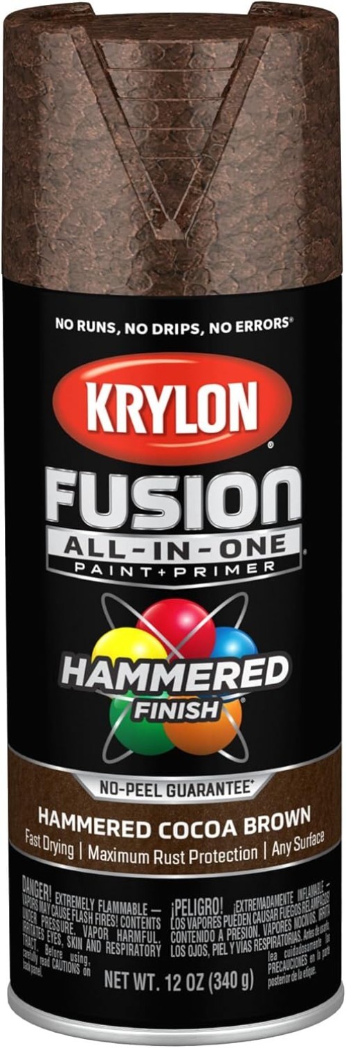 Fast-Drying Cocoa Brown Hammered Spray Paint – 12 oz All-In-One, Rust Protection