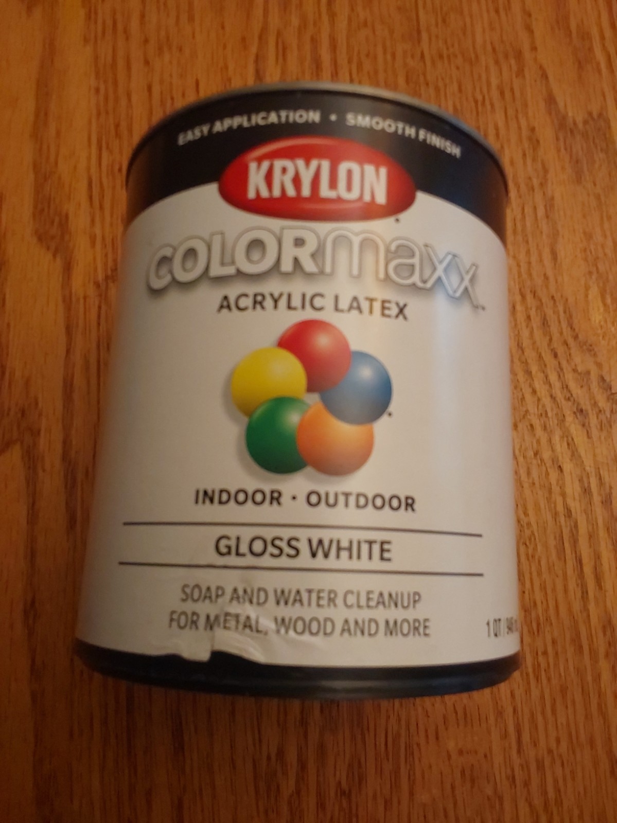 ColorMaxx Interior/Exterior Acrylic Latex Paint, Gloss White, 1 Qt.