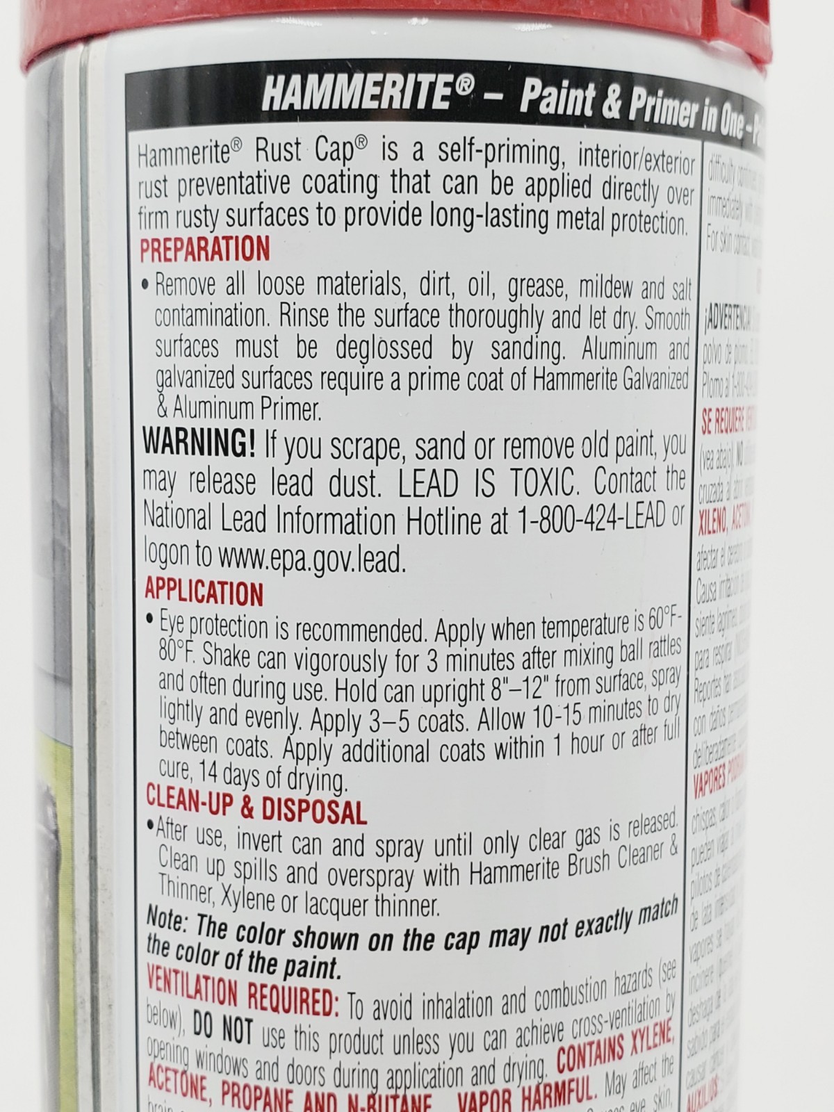 1 Can Hammerite Hammered Finish Rust Cap Spray Paint 12 oz Red Paint Primer