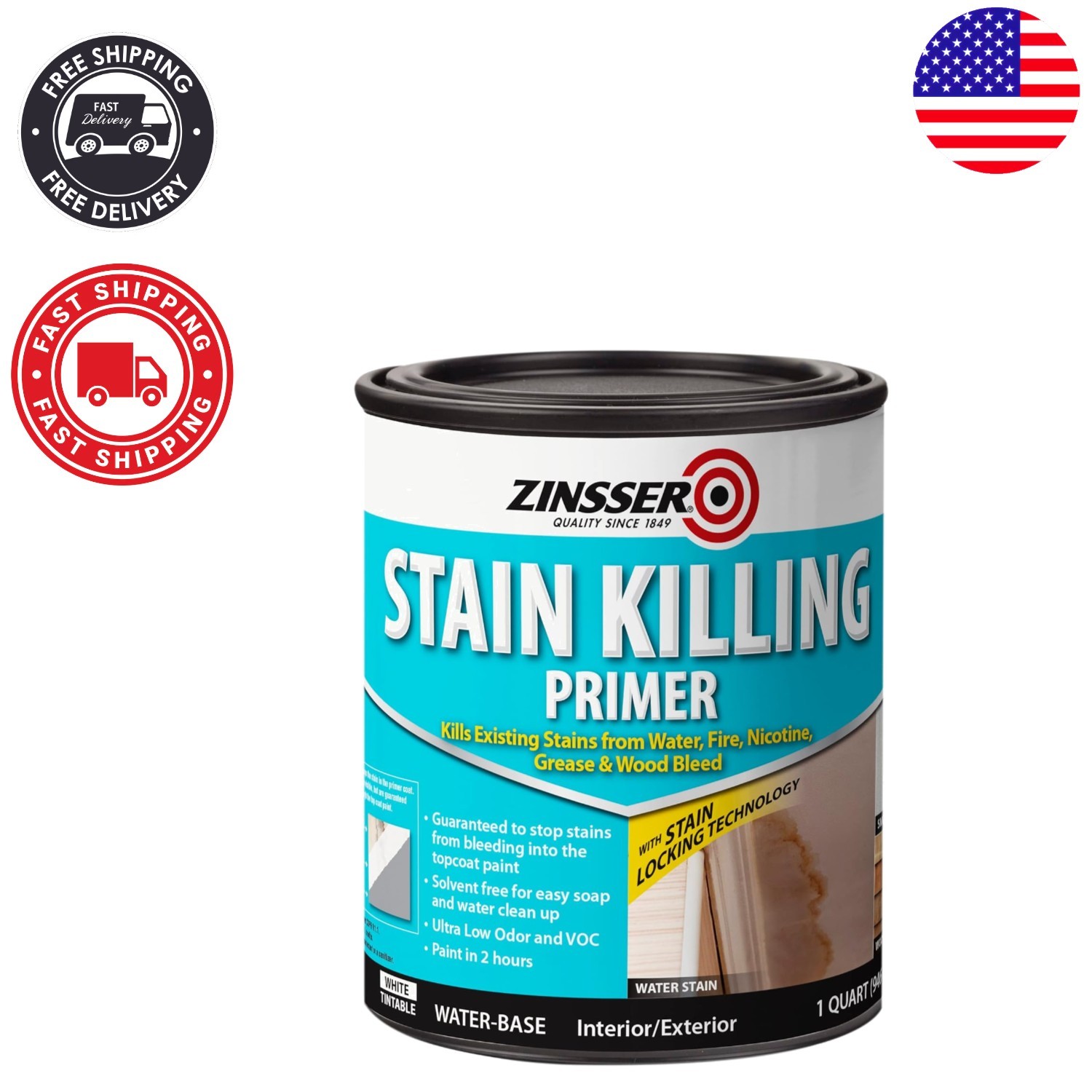Water-Based Stain Killing Primer 1 Quart – Fast & Effective for Home Projects