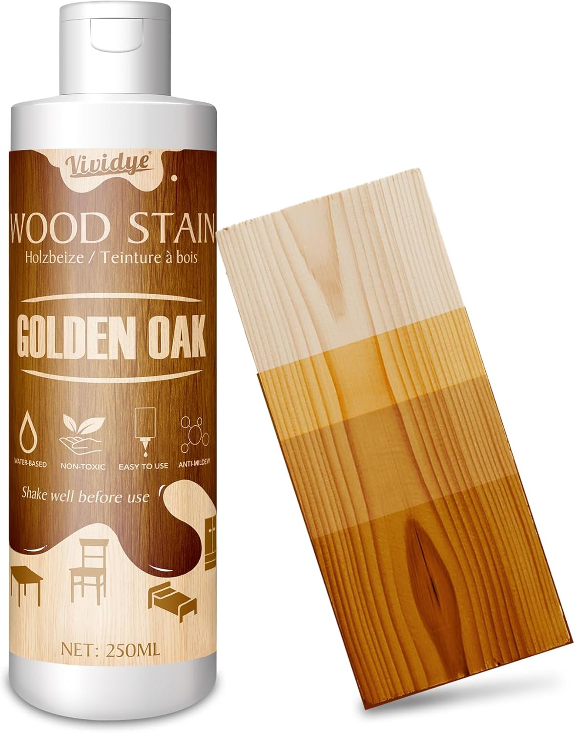Wood Stain, 8.5Oz/250Ml Water Based Wood Stain for Indoor and Outdoor Furniture,