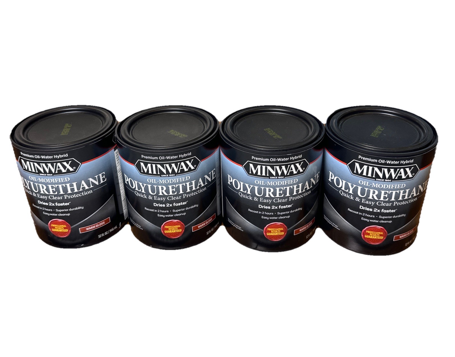 Minwax Water-Based Oil-Modified Polyurethane Warm Gloss Clear 1 Qt Stain Lot 4