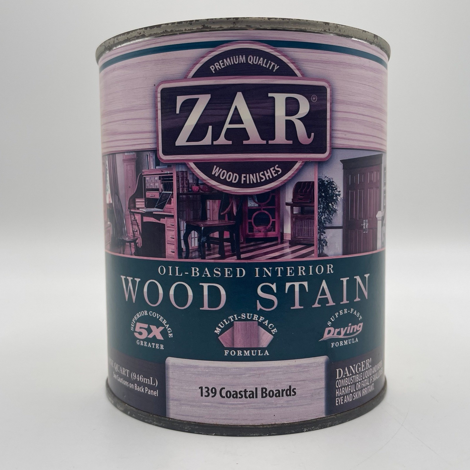 ZAR Interior Oil-Based Wood Stain 139 Coastal Boards Gray 1 Quart 946mL 13912