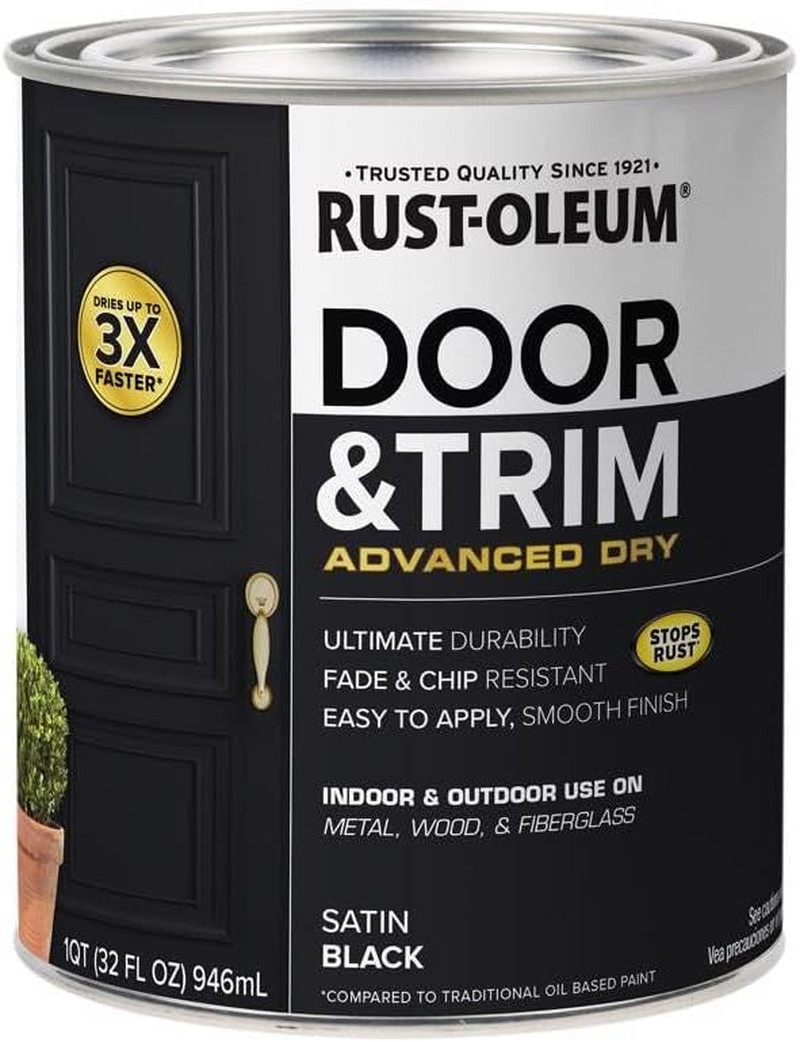 369383 Advanced Dry Satin Black Door Trim Paint One Step Fast Drying Quart