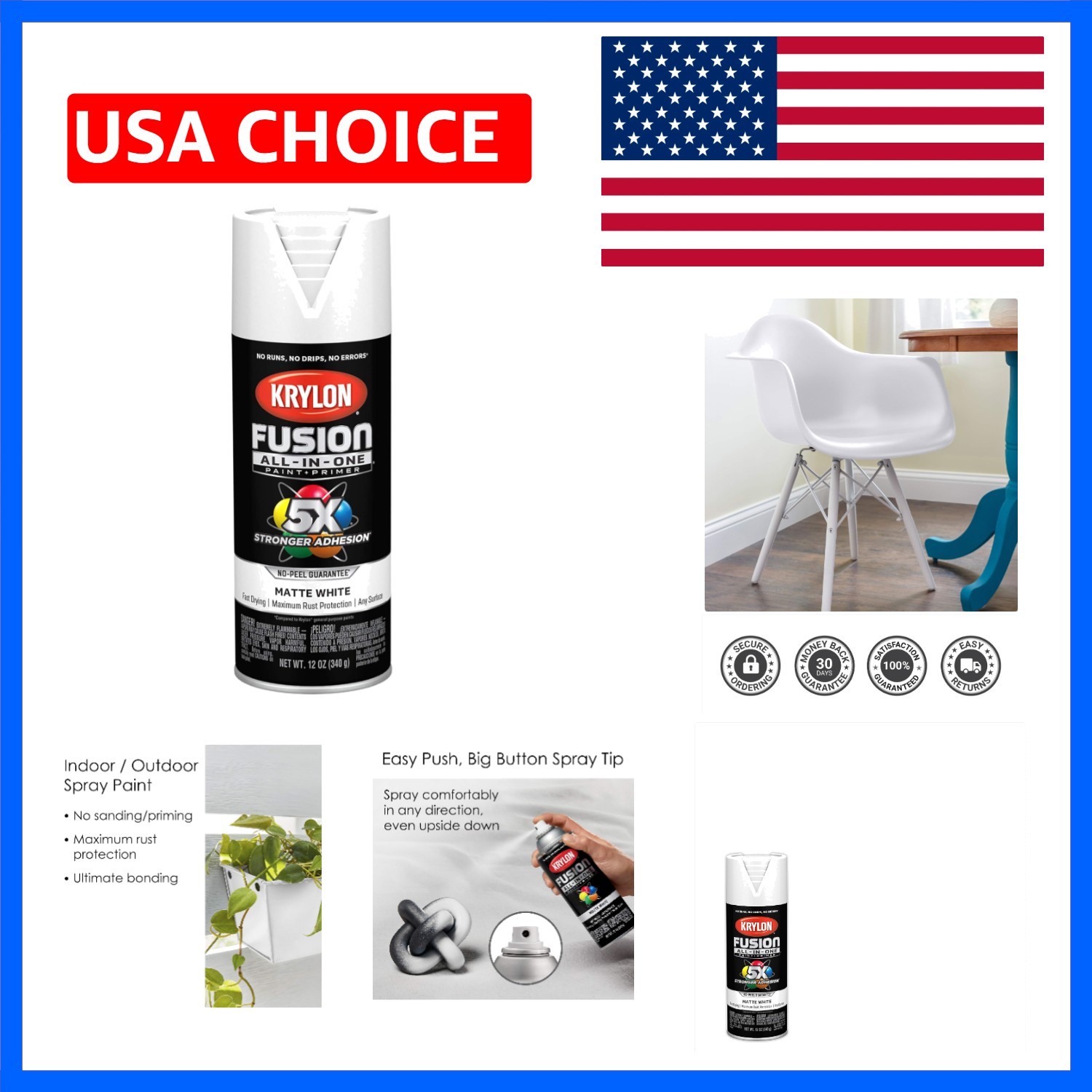 Fusion All-In-One Matte Spray Paint & Primer, White – 1 Each