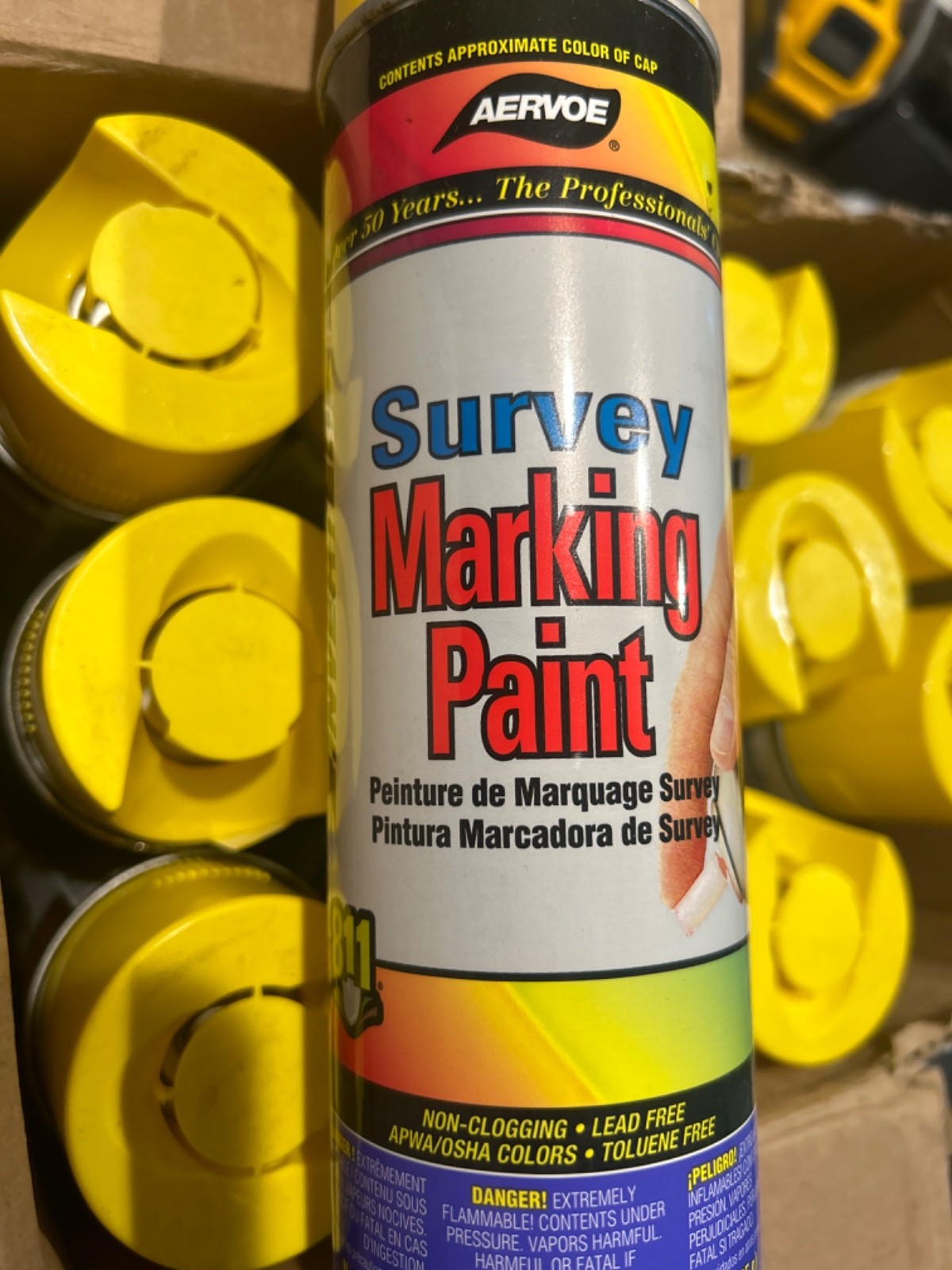 Aervoe 226 Fluorescent Survey Marking Paint, 20 oz. Aerosol (Yellow)