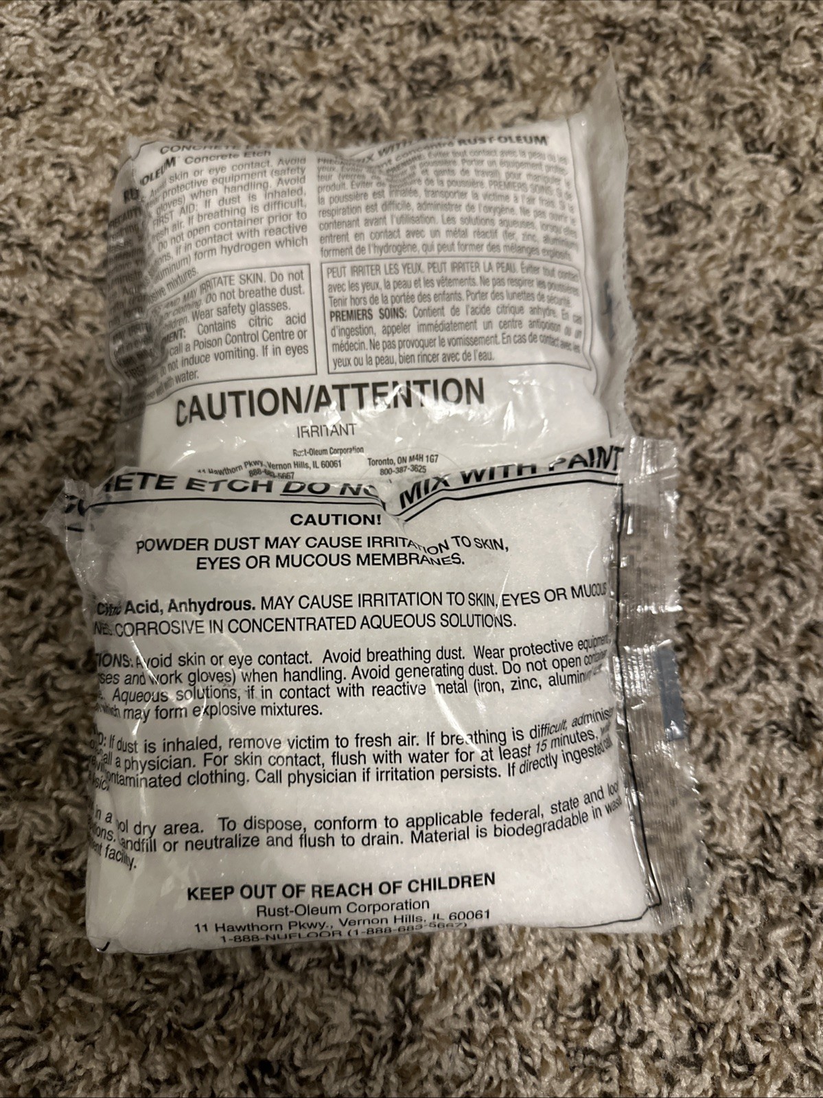 2lbs Rust-Oleum Concrete Etch for Concrete Floors before coating (3 -1 Lb. Bags)