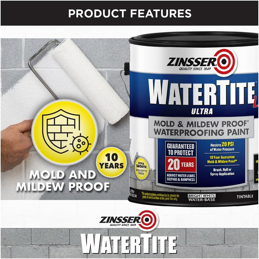Watertite LX Ultra Waterproofing Paint, 2 Gallons, White – Ultimate Protection
