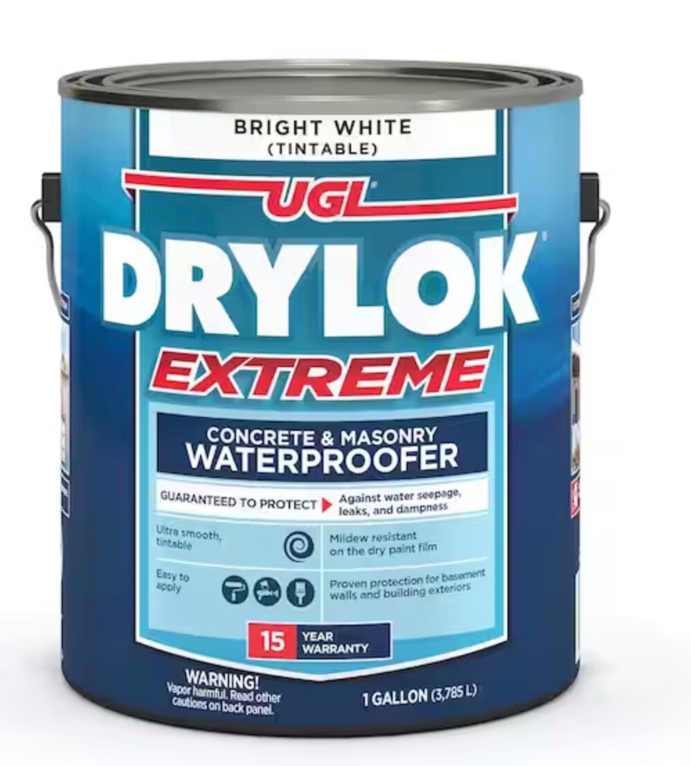 UGL DRYLOK EXTREME Concrete & Masonry Waterproofer, 1 Gallon, Bright White, Tint