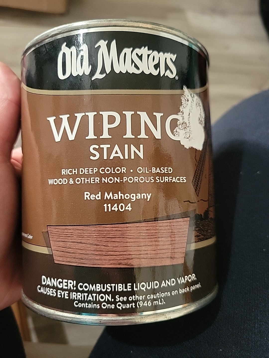 Old Masters 11404 Wiping Stain, Red Mahogany, Liquid, 1 qt, Can