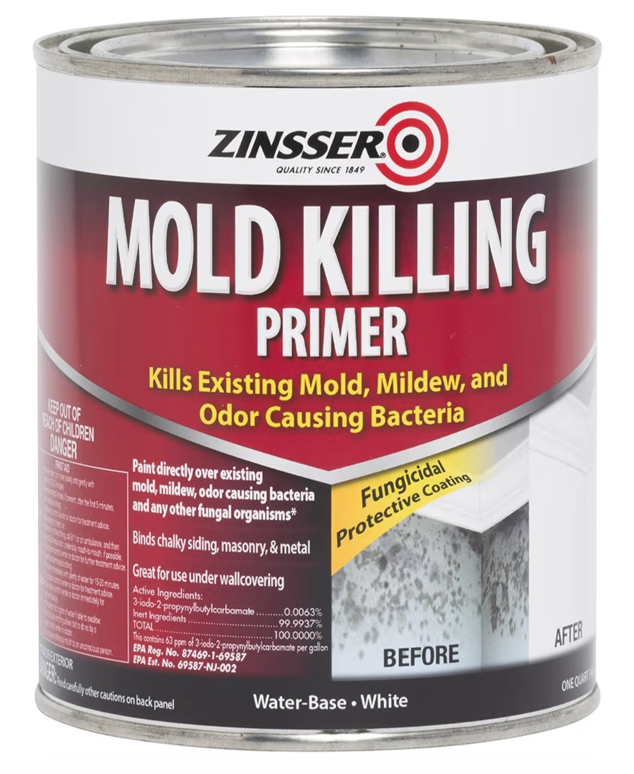Zinsser 276087 White Zinsser, Mold Killing Primer Water-Based Mold Killing Prime