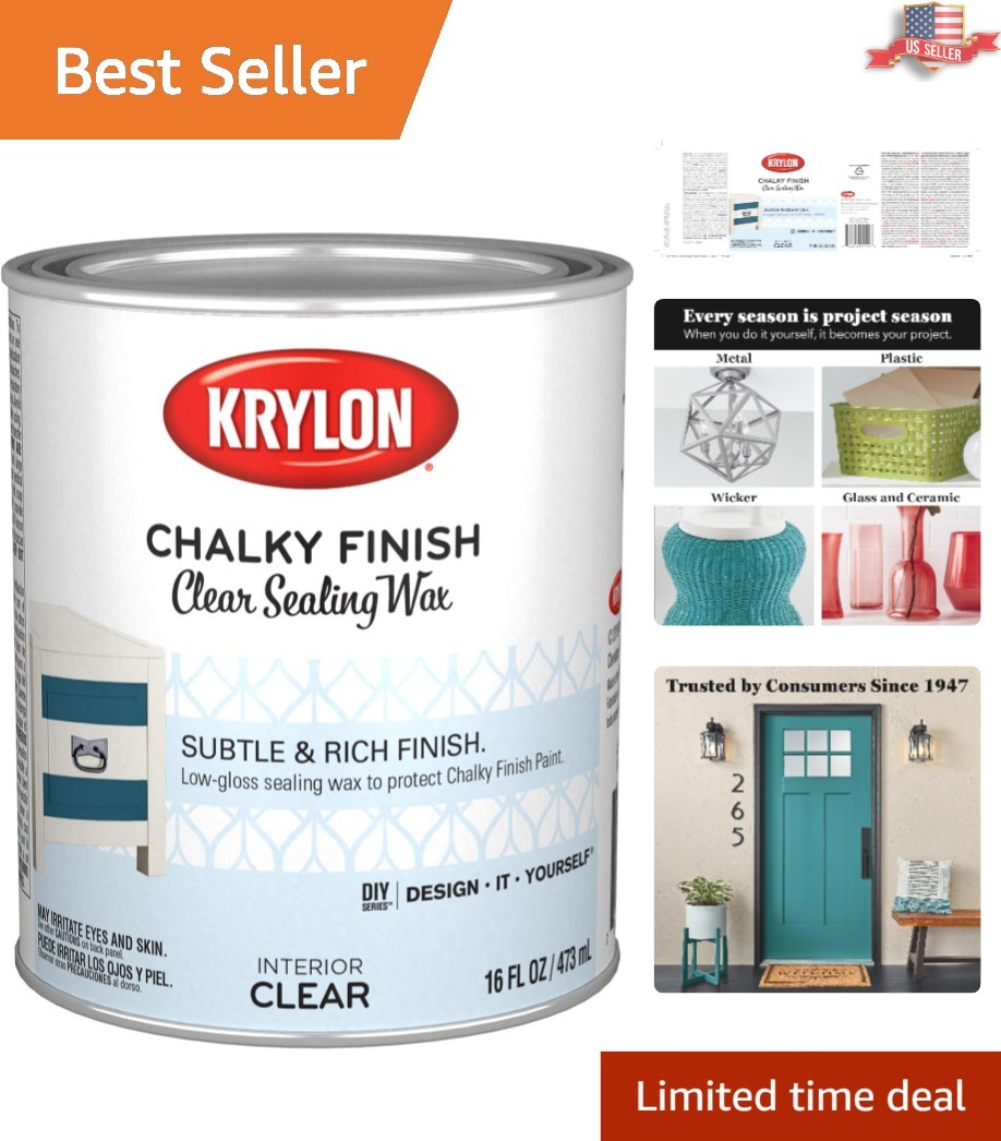 Krylon Ultra-Matte Chalky Finish Clear Wax – 16 Fl Oz Sealer for Interior Use