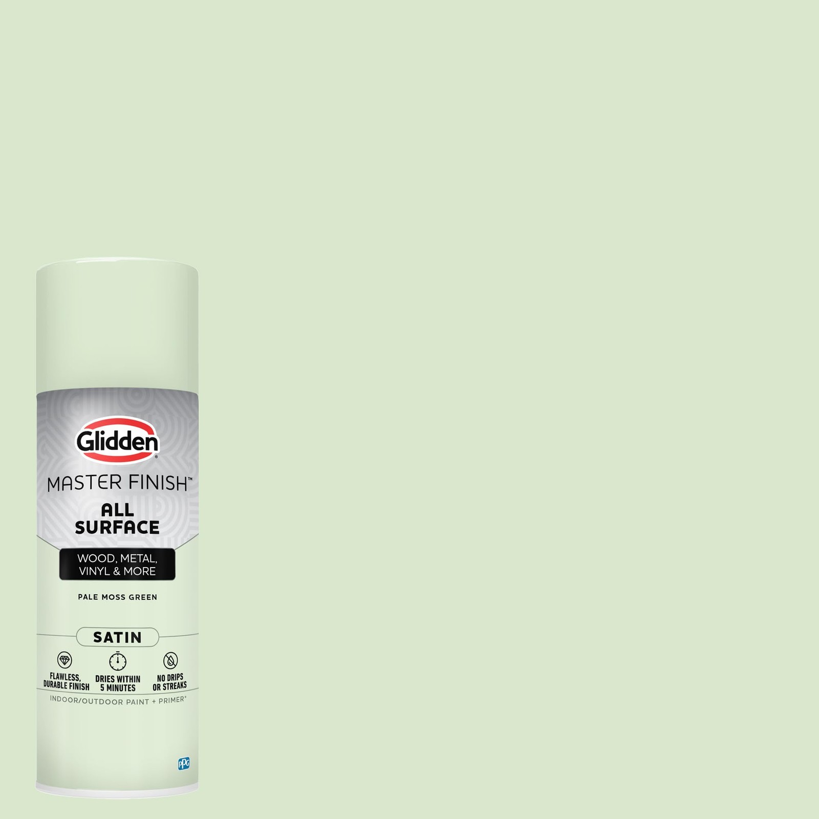 Satin Pale Moss Green Spray Paint and Primer for Interior/Exterior Use