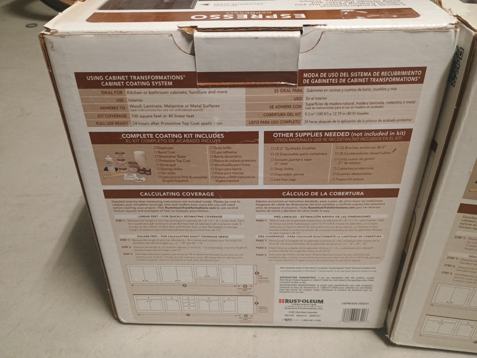 Rust-Oleum Cabinet Transformations Complete Coating Kit Light Tint Base New 2Lot