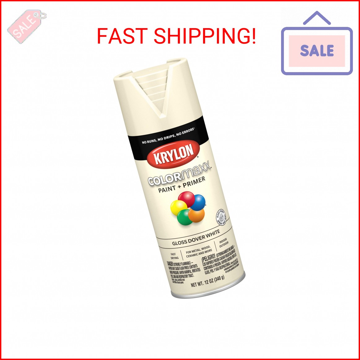 Krylon K05516007 COLORmaxx Spray Paint and Primer for Indoor/Outdoor Use, Gloss