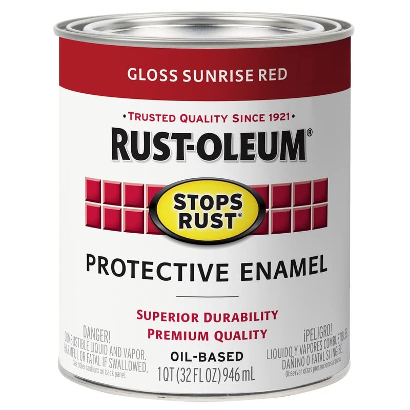 Rust-Oleum Stops Rust Gloss Sunrise Red Oil-Based Industrial Enamel Paint Quart,